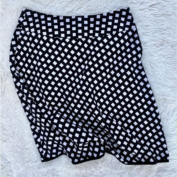 NEW RB Collection New York SZ 12 Black White Checkered Print Skirt - Picture 2 of 10